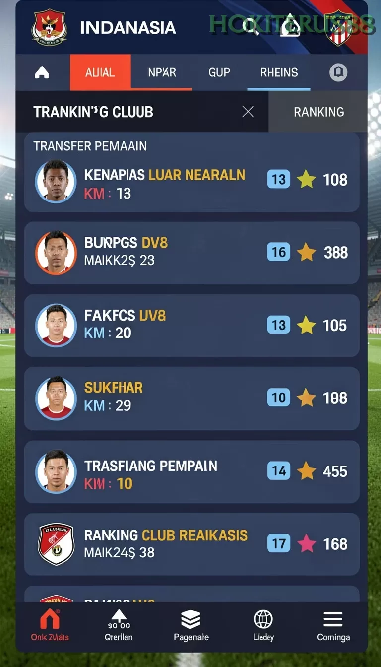 Cuplikan layar KOPI77 — menu navigasi